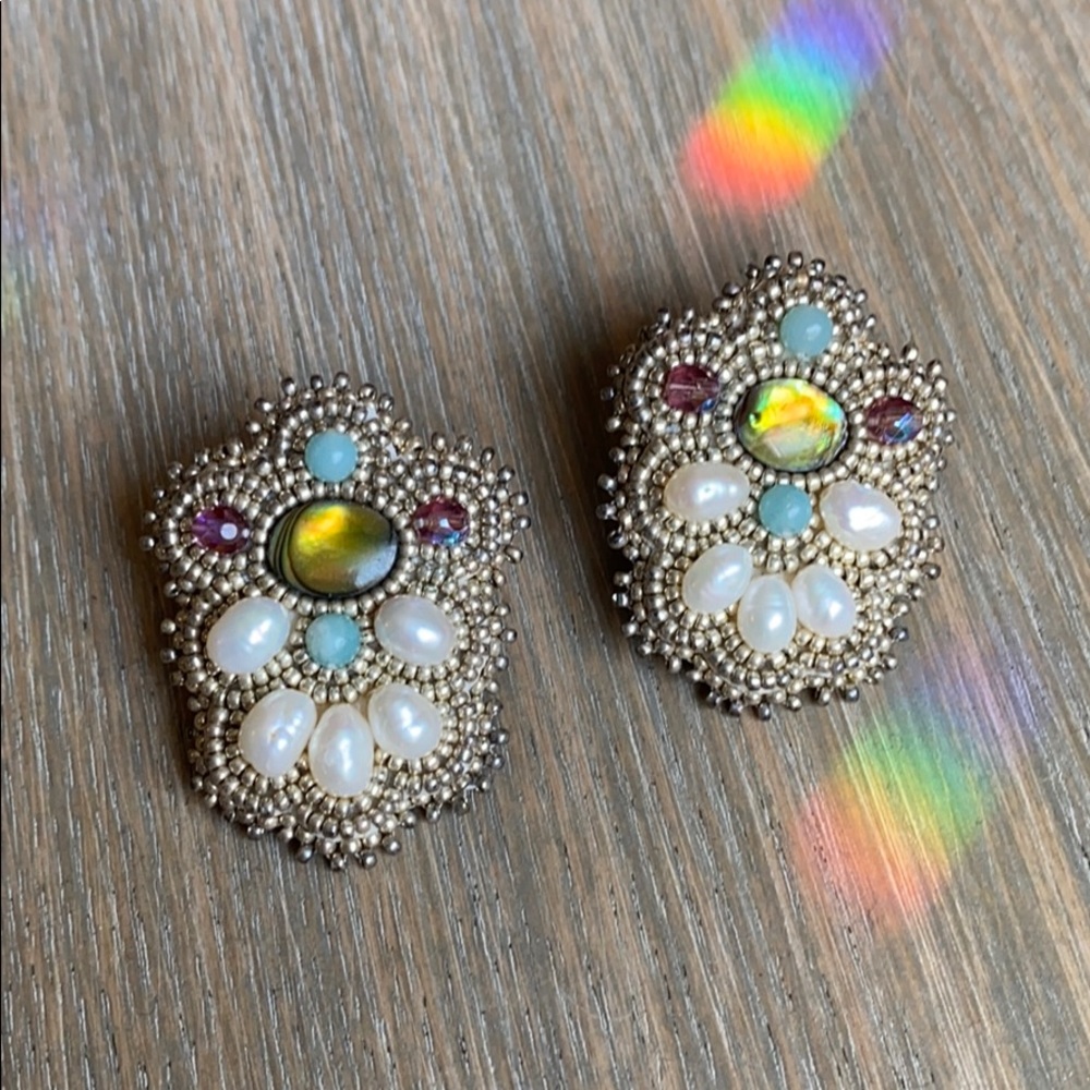 Silver Beaded Earrings